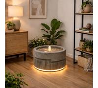 Wacredo Kit complet de jeu d'eau Maurice - 39 x 39 x 25 cm - Table à eau ronde - Pour l'intérieur et l'extérieur - Aspect grès traditionnel - Pour l'intérieur et l'extérieur - Avec 1 spot LED et 1