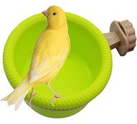 WACURRENTHYD Bain d'oiseaux multifonction en cage pour perroquet, canari, pinson, perruche, support de perchoir (11,4 cm)