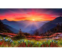 WACYDSD Puzzle 1000 Pièces Adultes Paysage De Montagne Au Coucher du Soleil Puzzle en Bois Jouet DIY Kit Cadeau De Vacances Unique Décoration Intérieure 750x500mm