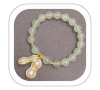 Wada Jade Golden Leaf Bracelet Classique Règlable Double Couche - Bracelet pour Femmes, Cadeau Anniversaire