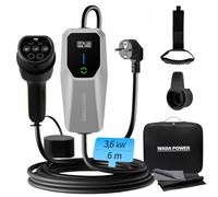 WADA POWER Chargeur Voiture Electrique 3,68kW [16A, 6M], EV Chargeur Type 2 Monophasé avec Prise Schuko, Écran LCD Numérique, IP65, Câble Recharge Compatible EV/PHEVs, IEC 62196-2