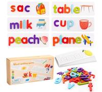 wadafen Jeux Educatif 3-8 Ans, Jouet 3-8 Ans, Jouets Puzzle Alphabet en Bois Enfant Jouet Montessori Jeux Lettre Scrabble Apprendre a Lire Cadeau Enfant