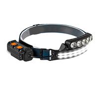 Wadakada 1 Ensemble de Lampe Frontale Super Lumineuse à Haute Luminosité avec Capteur de Mouvement et Lumière Rouge 3 + 3 Modes Étanche ABS + PC pour Adultes