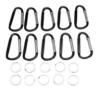 Wadakada 10 Pièces 3 Pouces/ 8 Cm Pinces Mousqueton en Aluminium, Anneau en D de Qualité Supérieure Caribeaner avec Porte-Clés pour VR À Camping À Dos et Porte-Clés