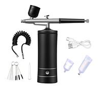 Wadakada Air Brush Nail Oxygen Injector Mini Air Compressor Kit Paint Sprayer pour Art Tattoo Craft Cake Nano Fog Mist,Black