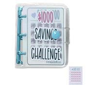 Wadakada Classeur de Défis D'Épargne 1000, Livre de Défis D'Épargne Mensuel avec Enveloppes, Mini Classeur de Budget (Bleu)