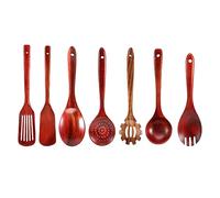 Wadakada Ensemble D'Ustensiles de Cuisine en Bois, CuillèRes en Bois pour Ensemble de Spatules de Cuisine en Bois de Teck Naturel pour Y Compris 7 Pack