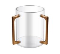 Wadakada Gobelet à Laver à la Main en Acrylique, Design Cylindrique avec Deux Poignées en Métal pour Le Bassin de Lavage de Prière Juif, Finition Bronze.