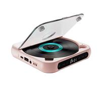 Wadakada Lecteur CD Portable Haut-Parleur Bluetooth, Lecteur de Musique CD Mural avec Radio FM - Rose