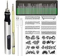 Wadakada Mini Stylo Graveur Sans Rechargeable Kit D'Outils de Gravure Bricolage pour MéTal Verre CéRamique Plastique Bois Pochoirs B
