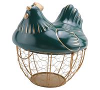 Wadakada Panier de Rangement D'Oeufs Panier de Fruits en MéTallique avec Couvercle en Forme de Poulet Support D'Oeufs en CéRamique, Le Stockage Peut Contenir 30 Oeufs