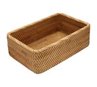 Wadakada Panier en Osier Rectangulaire en Rotin Tissé à la Main Thé Aux Fruits Quelques Petites Douceurs Pain Pique-Nique BoîTe de Rangement CosméTique Cuisine Outils MéNagers-L