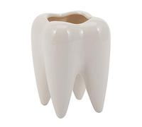 Wadakada Pot De Fleur en Céramique Blanche en Forme De Dent Plante De Moderne Modèle De Dents Mini Pot De Bureau Cadeau Créatif(sans Plantes)