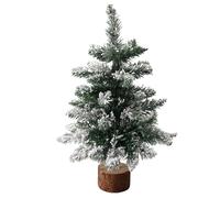 Wadakada Sapin de Noël de Bureau, Sapin de Noël Artificiel Floqué de Neige, Mini Sapin de Noël avec Lampe et Base en Bois