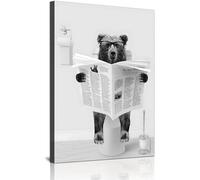WADBTP Images de décoration murale modernes en noir et blanc pour salle de bain - Poster de décoration murale moderne en forme de vache - Vache - Lecture de journal - Sans cadre - Ours 2, 20 x 30 cm x