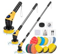 WADEO Brosse Électrique Rotative 17 Pièces - Kit de Nettoyage Multisurface avec 6 Types de Têtes et Poignée Réglable 360° - pour Salle de Bain, Carrelage, Sols, Cuisine, Voiture, Meubles