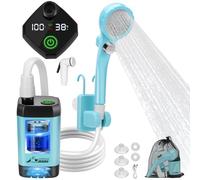WADEO Douche de Camping Portable Batterie avec Pompe, Douche de Camping en Extérieur avec Batterie Rechargeable 6000 mAh, Douches Mobiles Extérieures pour Camping Voyage Jardin Lavage de Voiture