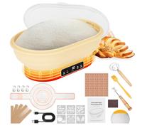 WADEO Panier de Pousse à Levain Chauffant, Chauffe-Levain Pro Électrique - Boîte de Pousse 28cm, Thermostat 6 Niveaux (25-50°C), Minuterie, Silicone Alimentaire Pliable - Pour Pain, Pizza, Yaourt