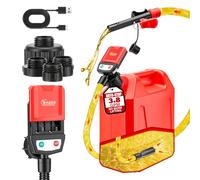 WADEO Pompe de Transfert, Arrêt Auto 15L/min, avec Câble USB de 3m, Tuyau 1.3m + 4 Adaptateurs, Pompe Portable pour Essence/Diesel/Huile/Eau pour Voiture, Tracteur, Motocyclette, Bateau