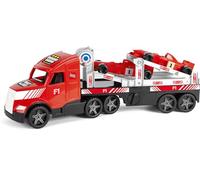Wader 36241 - Magic Truck Formule 1 Transporteur avec treuil, Taille env. 79 cm, pour Enfants à partir de 3 Ans, Convient comme Cadeau pour Jeux créatifs