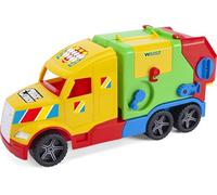 Wader 36331 - Magic Truck Benne à ordures avec Tapis Roulant et phares Lumineux, Taille env. 59,5 cm, pour Enfants à partir de 3 Ans, Convient comme Cadeau pour Jeux créatifs