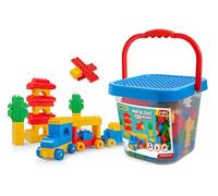 Wader 41340 - Mini Blocks Blocs de Construction dans Un Grand Seau, 134 Briques et Couvercle de Jeu, pour Enfants à partir de 3 Ans, Convient comme Cadeau pour Jeux créatifs