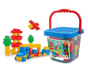 Wader 41340 - Mini Blocks Blocs de Construction dans Un Grand Seau, 134 Briques et Couvercle de Jeu, pour Enfants à partir de 3 Ans, Convient comme Cadeau pour Jeux créatifs