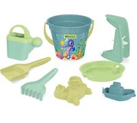 Wader 43250 - Replay Set de Jouets de Sable avec Seau de 3,4 L, Pelle, râteau, Tamis, Bateau, arroseur et Moule à Sable, 8 pièces, pour Les Enfants à partir de 12 Mois, comme Cadeau