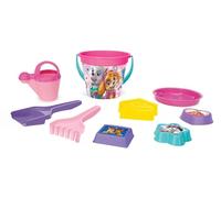Wader 81535 - Paw Patrol Set de Jouets de Sable avec Seau de 3,4 L, arrosoir, Tamis, Pelle, râteau et Quatre moules à Sable, 9 pièces, pour Enfants à partir de 12 Mois, comme Cadeau