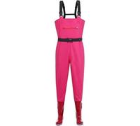 Waders Hip Waders en PVC pour Femmes avec des Bottes, Cuissardes De Poitrine Imperméables Légères pour La Pêche Et La Chasse, Antidérapantes Et Respirantes, Rose Red, 5.5 UK