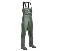 Waders Peche Homme Pantalon de pêche Wader, salopette avec bottes, ensemble for hommes et femmes adultes, longueur poitrine, chasse, transplantation riz, pantalon imperméable, costume(B green,39)