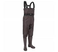 Waders Peche Homme Pantalon de pêche Wader, salopette avec bottes, ensemble for hommes et femmes adultes, longueur poitrine, chasse, transplantation riz, pantalon imperméable, costume(Coffee,46)