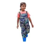 Waders pour garçons et filles - Pantalon de pluie imperméable avec bottes, bretelles junior, bottes de pluie, semelle antidérapante, bottes en caoutchouc pour adolescents de 2 à 15 ans