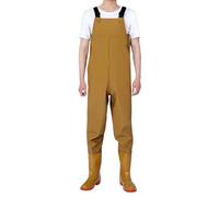 Waders Pour Homme - Pantalon de Pêche en Néoprène Imperméable Avec Bottes - Pantalon de Pluie - Salopette de Travail d'Été - Bottes de Travail, Jaune, 45