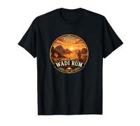Wadi Rum Paysage du désert avec Coucher de Soleil et Chameau nomades T-Shirt