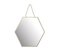 Wadiga Miroir Doré Suspendu Forme Alvéole avec Chaînette - 25x22x1cm