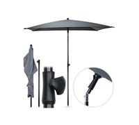 Wadiga Parasol déporté rectangulaire 200 x 125 cm - Toile polyester - Mât métal - Inclinable - Gris gris