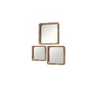 Wadiga Set de 3 Miroirs Décoratifs Carrés en Bois