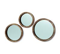 Nagina International Trio de miroirs rustiques Boho Chic de miroirs, Ensemble de 3-10, 12 et 13 Pouces de diamètre, Verre et Bois Durable, par Whole House Worlds