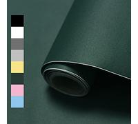 WADILE Papier Peint Autocollant Uni - Papier Peint Adhésif Mural Uni et Moderne, Autocollant Mural Épais en Tissu Texturé, Papier Adhésif pour Meuble Cuisine, Salon, Chambre, vert foncé, 40cm x 500cm