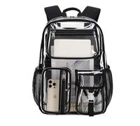 Wadirum Sac à dos transparent Sac à dos scolaire imperméable pour filles et garçons Noir