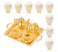 WADORN 1:12 échelle Miniatures poupée Maison Table et Set de thé poupée d'accessoires incluent Mini cuillère Couteau Fourche Kits de thé pour Maison d'accessoires de Cuisine décor, Or