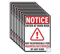 WADORN 10 autocollant avec Avis Entrez à Vos Risques et Périls, Autocollants en PVC Imperméables et Auto Adhésifs pour Avertissement Non Responsable des Accidents Ou des Blessures 13x18cm