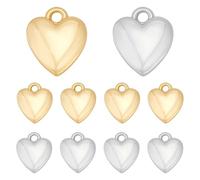 WADORN 10 pièce 2 couleur Breloque Cœur 3D Plaquée Or 18 carats, Breloques de Petit Cœur Laiton pour Bracelet Collier Boucle D'Oreille Pendentif avec Anneau pour la Fabrication de Bijoux Artisanaux