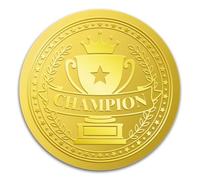 WADORN 100 autocollant en Feuille D'Or pour Trophée de Champions, Sceaux D'Enveloppes Ronds Autocollants en Relief Dorés de 5cm Motif Couronne pour Cartes Jeux Concours Compétitions Sportives
