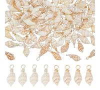 WADORN 100 breloque Coquillage Naturel, Pendentifs en Coquillages et Conques 2 couleur avec Boucles en Fil de Cuivre Petits Coquillages Naturels Breloques Pendantes pour Bricolage Bracelets