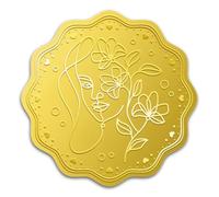 WADORN 100 Cachet D'Enveloppe en Relief Doré à Fleurs, 5cm Autocollants de Certificat Adhésifs Lignes Abstraites Visage de Femme Joints Ronds Gaufrés pour Invitations de Mariage Saint Valentin