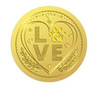 WADORN 100 cachet D'Enveloppe en Relief Doré Love, 5cm Autocollants Ronds en Relief en Forme de Cœur pour Certificats Étiquettes pour Invitations de Mariage Enveloppes Cartes de Vœux Saint Valentin