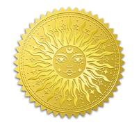 WADORN 100 pièce autocollant en Feuille D'Or Soleil, 5cm Sun Tarot Card Gold Envelopes Seals Boho Sun Face Étiquette Autocollante en Relief pour Invitations Cartes de Vœux Enveloppes