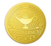 WADORN 100 pièce Autocollant Excellence en Feuille D'Or, 5cm Étiquettes Autocollantes Rondes en Relief pour Certificats Lampes Magiques de Réussite pour Concours Remise de Prix Remise de Diplômes